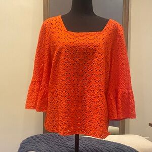 Halogen eyelet top with 3/4 bell sleeves, size XL, EUC